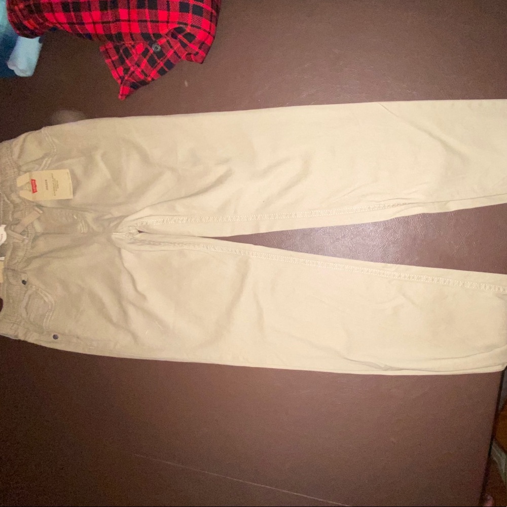 Boys khaki elastic waist pants brand new